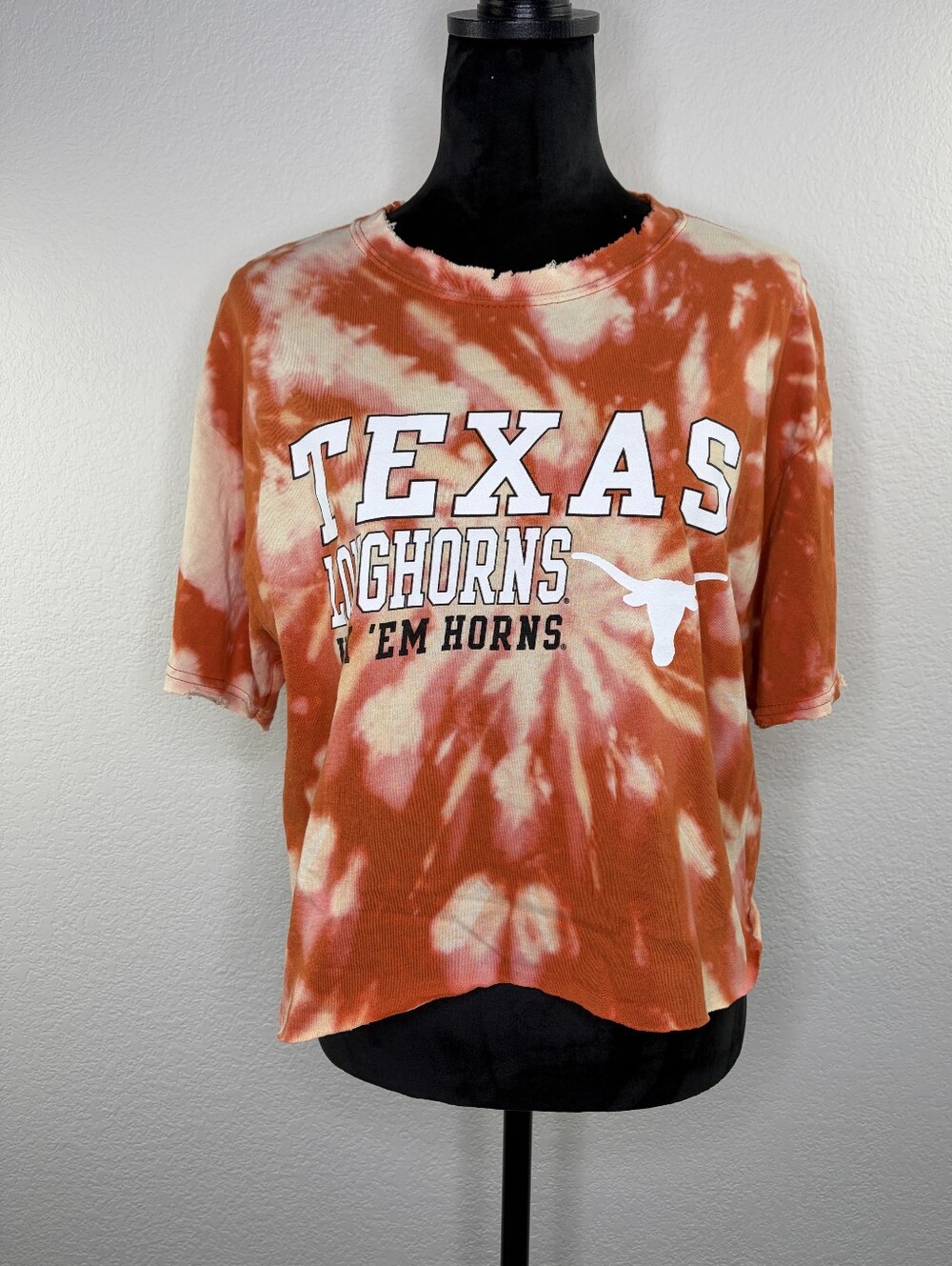 Texas Longhorns Burnt Orange Tie Dye Gibraltar Crop Short Sleeve T-Shirt Large